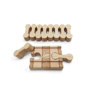 11 Pcs Deluxe Wooden Dog Bone Track Connector Pack - Wooden Train Connector Pieces Compatible With All Wooden Train Track Sets - Wooden Track Accessories (11 Pcs Wooden Dog Bones)