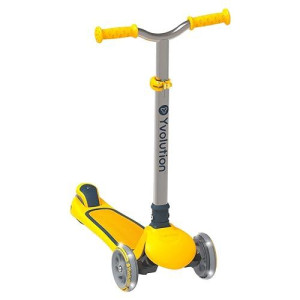 Yvolution Y Glider Air Scooter For Kids, 3 Wheel Scooter For Toddlers 4 Adjustable Height Glider With Kick Scooters, Lean To Steer With Led Flashing Light For Children Ages 3+ Years Old (Yellow)