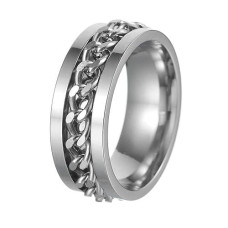 Udolfly Mens Fidget Rings Anxiety Rings For Men Womens Chain Spinner Rings For Adults Titanium Steel Ring Chain Silver Size 14