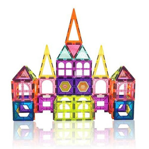 Contixo St4 Magnetic Tiles - 112 Pcs 3D Building Blocks Stem Construction Creativity, Imagination, Recreational, Educational Building Toys For Kids Children Toddler Ages 4-8, Boys And Girls Age 3-5