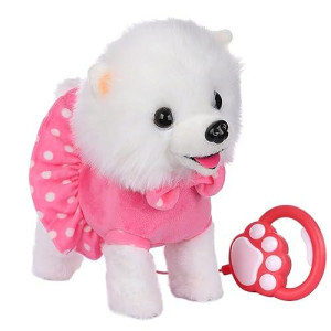 Worwoder Electronic Singing Walking And Barking Plush Dog Toy Interactive Puppy Dog With Remote Control Leash For Kids Toddler Gifts Birthday Girls Boys (White)