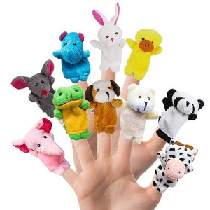 10Pcs Story Time Finger Puppets - Different Cartoon Farm Animal Finger Puppets For Toddlers