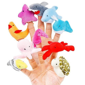 10Pcs Story Time Finger Puppets - Different Cartoon Sea Animal Finger Puppets For Toddlers