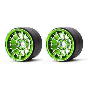 Treal Aluminium 2.2 Beadlock Wheels Rims(2) Pcs Fit Rc Crawler Mud Truck 2.2 Tires (Green)