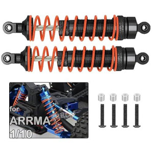 Arrcat 2Pcs Front Shocks Upgrade Parts For 1/10 Arrma Bigrock 4X4 Granite 4X4 Senton 4X4 Vorteks 4X4 Typhon 4X4 Rc Truck,Full Aluminum Big Bore Shock Hops Up,Replace Ar330550 Ar330551,Black