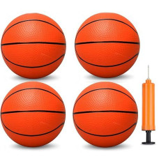 5 Inch Pvc Mini Basketball For Indoor Basketball Mini Hoops, Soft 5" Rubber Small Repacement Basketball For Over Door Basketball Hoop Sets, Little Basketballs For Adults & Kids (3 Pcs With Air Pump)