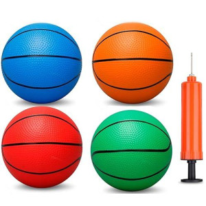 6 Inch Pvc Mini Basketball For Indoor Basketball Hoops, Soft 6" Rubber Small Replacement Basketball For Over Door Basketball Hoop Sets, Little Pool Basketballs For Kids Toddler(4 Pcs With Air Pump)