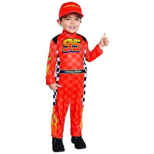 Spirit Halloween Toddler Cars Lightning Mcqueen Pit Crew Costume - 2T