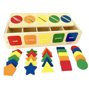 Dailyfunn Montessori Toys Color&Shape Sorting Learning Matching Box For Baby Toddlers 1-3 Year Old