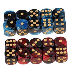 Yiotfandoll 20Pcs Polyhedral Dice D6 Dice 16Mm Acrylic 6 Sided Dice Game Dice For Rpg Mtg Dnd Dice Table Games (Blue Black And Red Black)