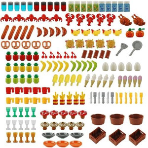 Baenrcy 180Pcs Food Building Blocks Kitchen Sencery Accessories Food Set Building Bricks Kit Diy Building Set Compatible All Major Brands (#B)