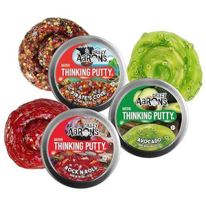 Matty'S Toy Stop Crazy Aaron'S Putty Mini Tins Rock N' Roll, Pirate'S Cove & Avo-Cado Gift Set Bundle - 3 Pack (13.3G Each)