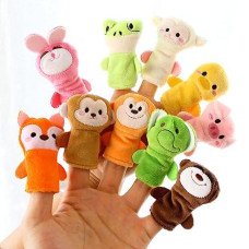 10Pcs Story Time Finger Puppets - Different Cartoon Animal Finger Puppets For Toddlers