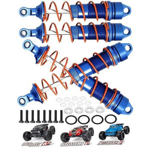 Arrcat Aluminum Big Bore Shocks Upgrades Parts For Arrma 1/8 Kraton 6S Blx Outcast 6S Blx Notorious 6S Blx,4Pcs Front Rear Full Metal Dampers Hops Up Absorbers,Replace Ara330621 Ara330622 (Navy Blue)