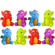 Rubber Dragon Toys | 12 Pack | 3 Inch Water Squirting Bright Colors