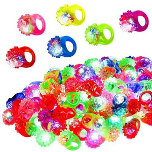 108 Pcs Led Light Up Ring - Colorful Flashing Bumpy Rings Finger Toys Novelty Glow In The Dark Soft Jelly Blinking Rings Party Favors For Christmas Adults Kids Bachelorette Party Concert Gifts