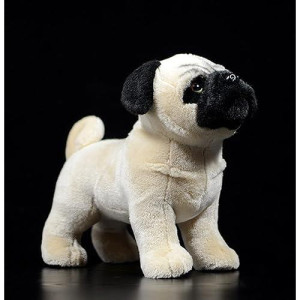 Zhongxin Made Simulation Pug Plush Toy - Realistic Brown Pug Stuffed Animal 12Inch, Cute Dog Puppy Plushie Toy, Unique Plush Gift Collection For Kids