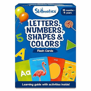 Skillmatics Thick Flash Cards For Toddlers - Letters, Numbers, Shapes & Colors, Montessori Toys & Games, Preschool Learning Activities, Gifts For Kids Ages 1, 2, 3, 4 Years