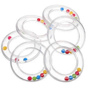 Toyvian 6Pcs Baby Toy Rings, Baby Rattles Plastic Clear Hand Bell Shaker, Rattle Inserts For Baby Toys, Developmental Baby Toy For Early Learning, Newborn Toddler Gifts