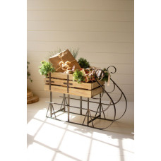 KALALOU Wood and Metal Christmas Sled - Festive Decor