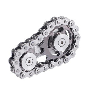 Bike Chain Gear Fidget Spinner, Metal Sprocket Chain Fidget Toy, Stress Anxiety Relief Fidget Toy, Focus Finger Spinning Toy, Stainless Steel Mechanics W/Smooth Bearings Edc Novelty Toy