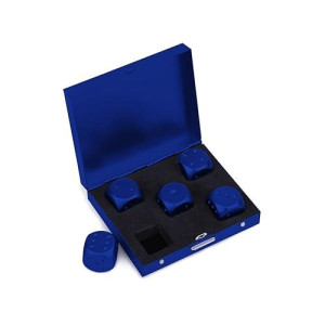 Ds.Distinctive Style Aluminum Alloy Dice 5 Pieces 16Mm Portable Metal Dices With Case 6 Sided Dice For Party Game (Blue Square)