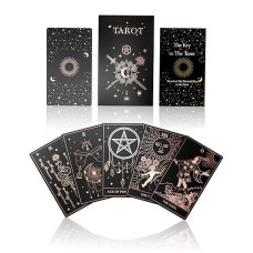 Wjpc Rose Gold Foil Tarot Card Decks Set With Guidebook&Gift Box For Beginner& Expert. Fortune Telling Game Cards For Tarot Decks.