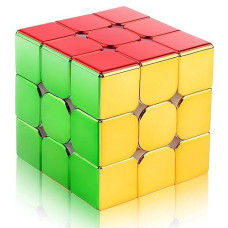 D-Fantix Magnetic Mirror Reflective Speed Cube 3X3X3, Cyclone Boys Original Stickerless Magic Cube, 3D Brain Teaser Cube, Personalized Shiny Cube Puzzles Gift For Kids Adults (56Mm)