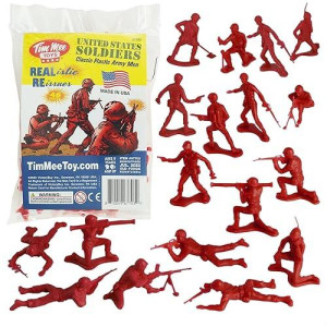 Timmee Plastic Army Men - Red 48Pc Toy Soldier Figures - Made In Usa