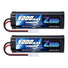 Zeee 7.2V 5000Mah Nimh Battery With Tamiya Plug 6-Cell Rechargeable Battery Pack High Power For Rc Car Truck Truggy Buggy Associated Hpi Losi Kyosho Tamiya Hobby Models(2 Pack)