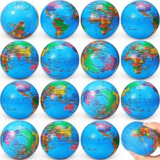 60 Pack Mini Earth Stress Balls 2.5 Inch Pu Globe Squeezable Balls Educational Foam Squeezable Balls For Finger Exercise School Classroom Party Favors Stress Relief Toys