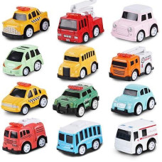 Zrccox Toddler Cars Toys For Kids Ages 3-5 Boys And Girls, 12-Pack Pull Back Cars Die-Cast Alloy Toy Cars Vehicle Set, Christmas Birthday Gifts Cars For Toddlers 1-3, Fire Truck Toy