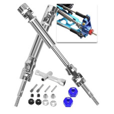 2Pcs Rear Stainless Steel Drive Shaft Cvd Upgrades Part For 1/10 Stampede Vxl 4X4 2Wd,Rustler Vxl 4X4 2Wd,Slash Vxl 4X4 2Wd,Hoss Vxl 4X4 2Wd,Arrcat #45 Drive Shaft With Hex,Blue