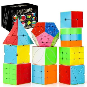 Steam Life Speed Cube Set 10 Pack Magic Cube | Includes Speed Cubes 3X3, 2X2, 4X4, Pyramid Cube, Megaminx Cube Puzzle Cube Bundle Collection Cube Toys Gift For Kids & Adults