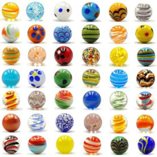 42Pcs Marbles For Kids Enthusiasts 0.63 Inch Small Handmade Glass Marbles Decoration Bulk Set For Marble Game Toy Cool Colored Unique Marbles