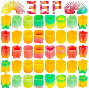 Johouse Mini Magic Springs, 36Pcs Rainbow Platic Coil Spring Toy, Fidget Stress Coil Mini Bulk Toys For Birthday Classroom Prizes And Party Favors Small Toys Gifts