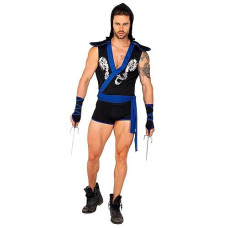 Roma Costume Ninja Warrior Costume, Black/Blue, Medium