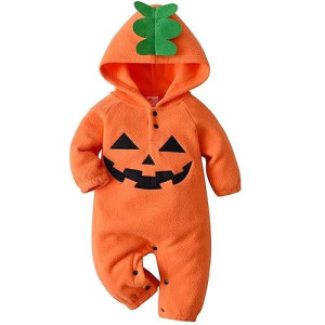 Acehcear Baby Pumpkin Costume Baby Halloween Costumes Kids Hooded Romper Orange Onesie Unisex 6-9 Months