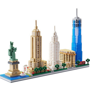 Bidiutoy Architecture New York City, New York Skyline Model Kit, With 3452 Pcs Micro Mini Blocks, Collection Building Set Architectural Model Toys Great Gifts For Kids And Adults