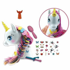 Lexibook - Interactive Unicorn Hair Styling Head, Long And Silky Hair, Interactive, Magic Music And Accessories, For Kids 3+, White/Pink - Shuni