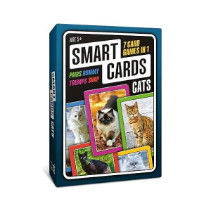 Smart Cards Cats Card Games - Matching Pairs, Snap, Trumps, Rummy, Happy Families (8 Games To Play) | Age 5+, 1-8 Players | Fun Family Travel Card Games And Gifts For Adults & Kids, Boys & Girls