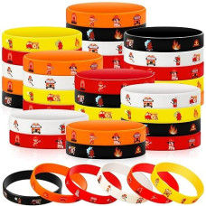 Zhanmai Fire Truck Bracelets Rubber Firefighter Wristbands Firefighter Party Silicone Wrist Bands For Birthday Party Supplies Decorations Firemen Family Favors, 5 Colors (60 Pcs)