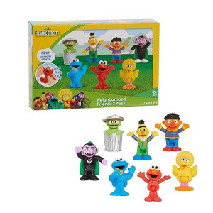 Sesame Street Neighborhood Friends, 7-Piece Poseable Figurines, Kids Toys For Ages 2 Up By Just Play