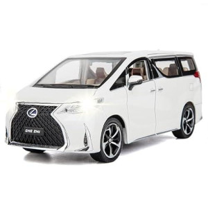 Wakakac Alloy Diecast Model Car 1/24 Lexus Lm300 Pull Back Collectible Toy Car With Light And Sound Toy Vehicle For Kids Children Gift (White)