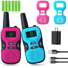 Walkie Talkies For Kids Rechargeable 2 Pack: Walkie-Talkies For Kids - Walky Talky For Kids - Long Range Outdoor, Hiking, Camping Toys For 3-12 Year Old Girls Boys Gifts Christmas Games