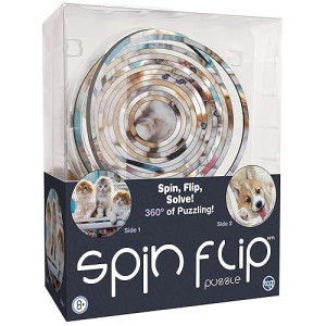 Spin Flip Puzzle - Puppies & Kittens - Spin It, Flip It, Solve It! For Those Who Love Brain Teasers! Adult Fidget Toy. Great Gift For Mom, Dad, Teens, Men And Women