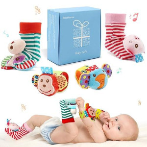 Wrist Rattles Foot Finder Rattle Sock Baby Toy, Rattle Toy, Arm Hand Bracelet Rattle, Feet Leg Ankle Socks, Activity Rattle Present Gift For Newborn Infant Babies Boy Girl Bebe (5 Pcs-I)