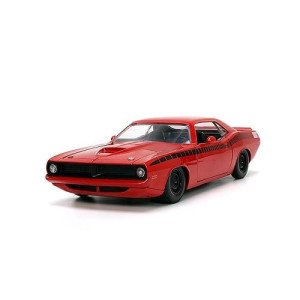 Jada Toys Big Time Muscle 1:24 1973 Plymouth Barracuda Die-Cast Car Red/Black, Toys For Kids And Adults