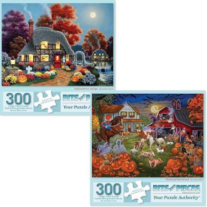 Bits And Pieces - Value Set Of Two (2) 300 Piece Jigsaw Puzzles For Adults - Each Puzzle Measures 18" X 24" - 300 Pc Large Piece Halloween Jigsaws By Artist Various Artists