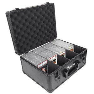 Graded Card Storage Box 160 Bgs Sgc Psa Sports Card Slab Case Waterproof Display Trading Card Case Aluminum Graded Card Display Case With Removable Eva Insert Boards And Padlock Holes(4 Slots No Card)